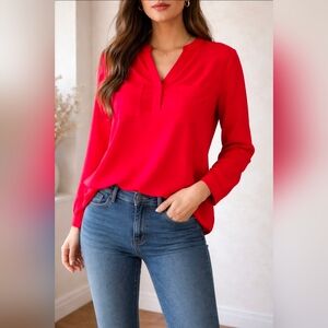 Nine West Vibrant Red Blouse